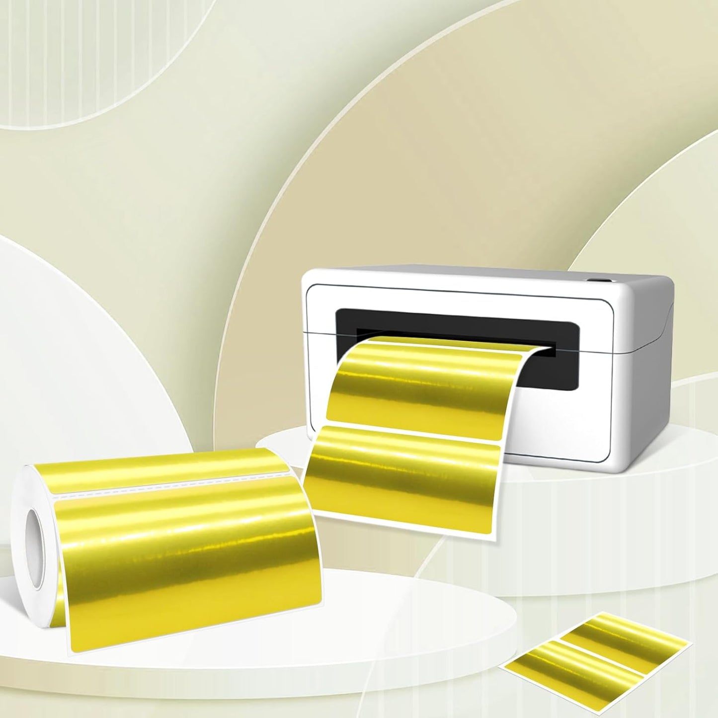 2" x 4" Gold Thermal Label Stickers,Waterproof Thermal Printer Sticker Labels for Gift Wrapping, Self-Adhesive Name Price Tag DIY Custom Logo Design (250 pcs,Gold)