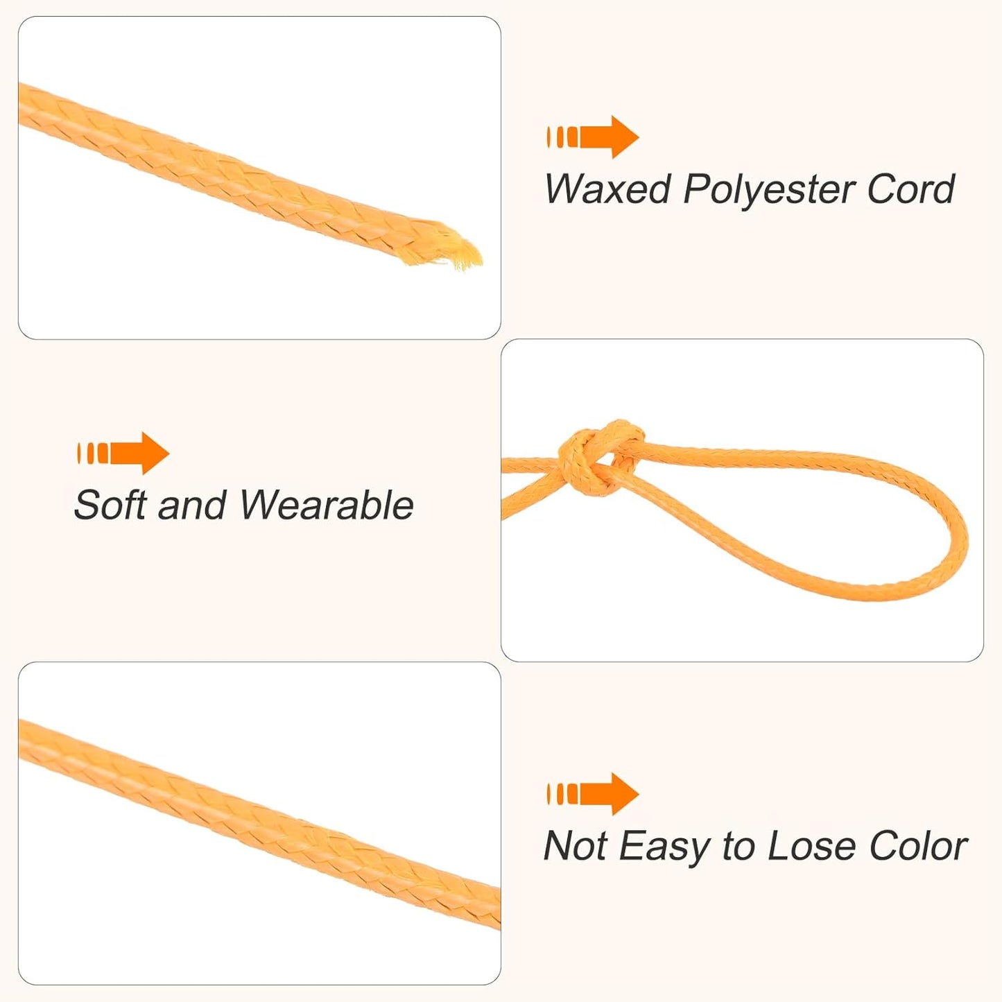 MECCANIXITY Waxed Cord 1.5mm Waxed Polyester Cord 175 Yard Wax String for Bracelet Making,Necklaces, Beading,Jewelry Making and DIY Crafts(Yellow)