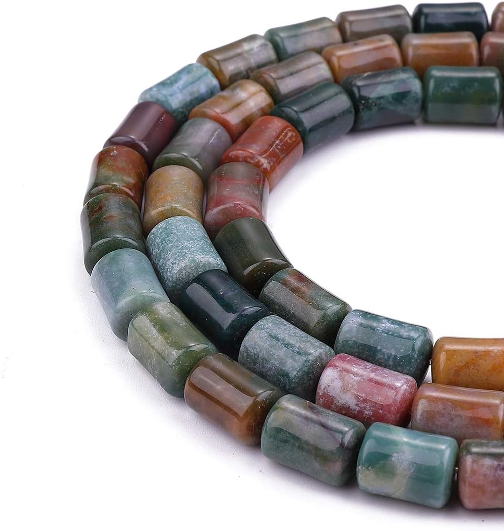 Natural Indian Agate Cylinder Stone Loose Semi Gemstone Beads for Jewelry Making 10mmx14mm 38cm