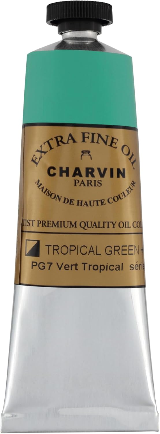 Charvin Extra Fine Oil Paint, Tropical Green 60 mL - Triple-Milled, Rich Texture, Poppy Oil-Based, Light-Fast, Handmade, Archival Quality