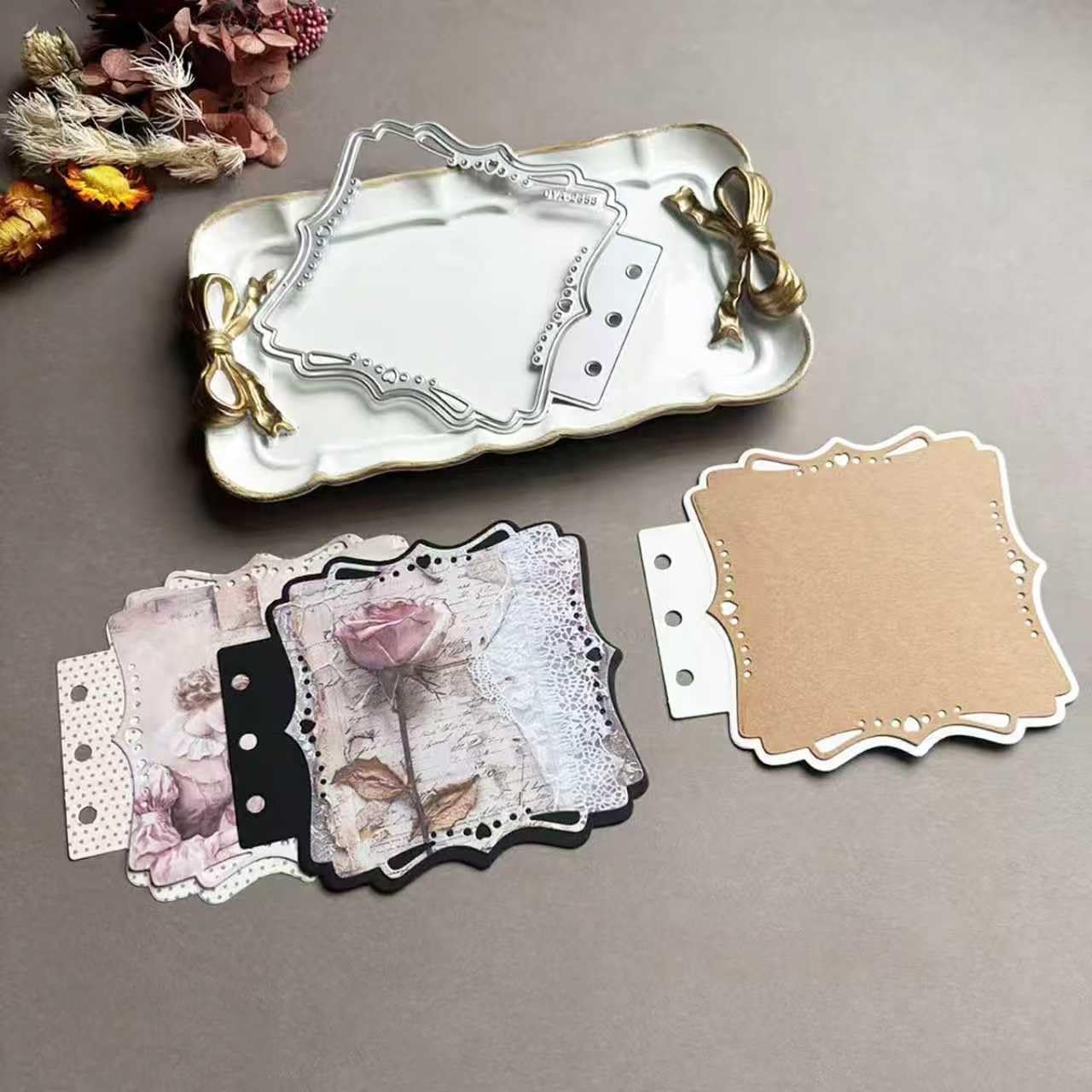 Square Framed Loose-Leaf Die Cuts for Card Making, Vintage Cutting Dies DIY Album Scrapbooking Decor Paper Craft Metal Die Cuts Party Wedding Decorations