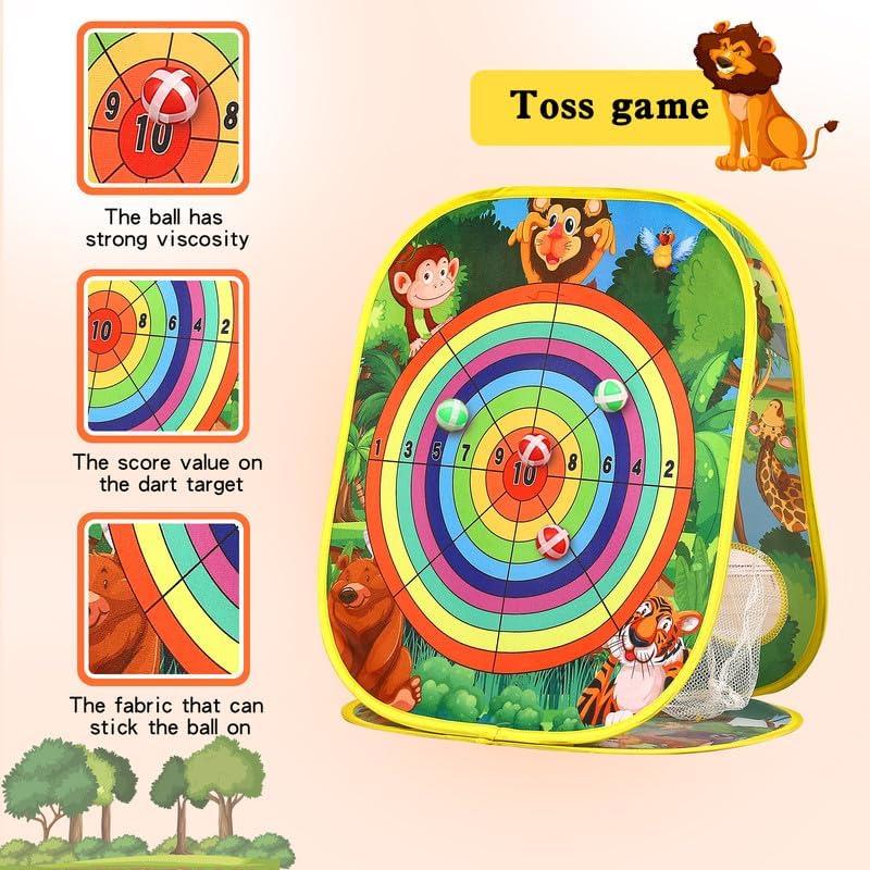 Bean Bag Toss Game for Kids/Double-Sided Foldable Cornhole Board/Backyard Beach Yard Outdoor Toys for Kids Ages 4-8/5-Second Setup/Party Supplies for Kids