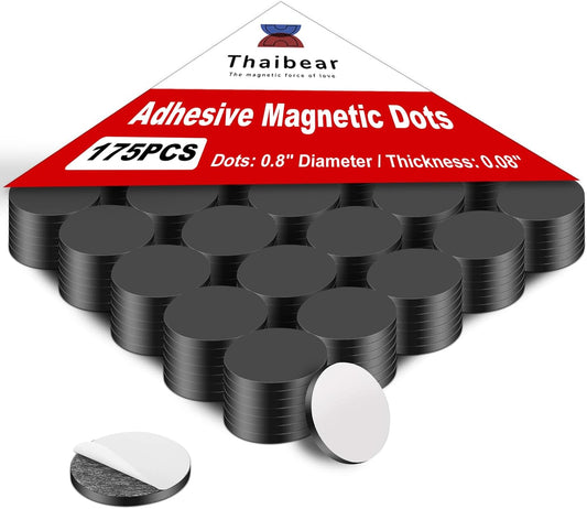 175PCs Magnetic Dots, Self Adhesive Magnet Dots, Flexible Sticky Magnetic Tape - Easy Peel and Stick Magnets with Adhesive Backing, Small Magnets Stickers for Crafts, Whiteboard, Fridge, DIY