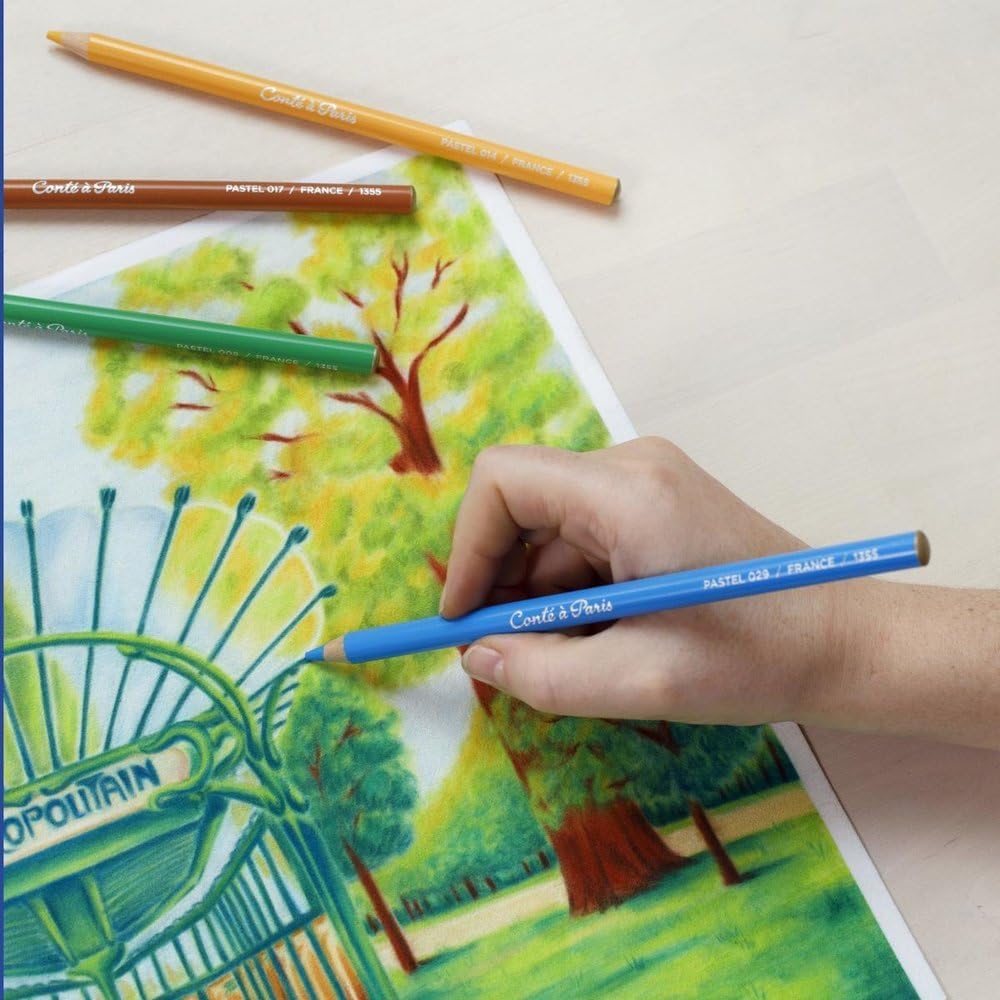 Conté à Paris Pastel Pencils with 12 Assorted Colors, Black