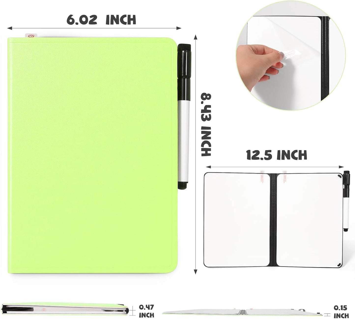 AGM Portable White Board Dry Erase, Double Sided Folding Whiteboards with Pen, Small Dry Erase Board for Study, Meeting, Doodling, Planning, Grass Green