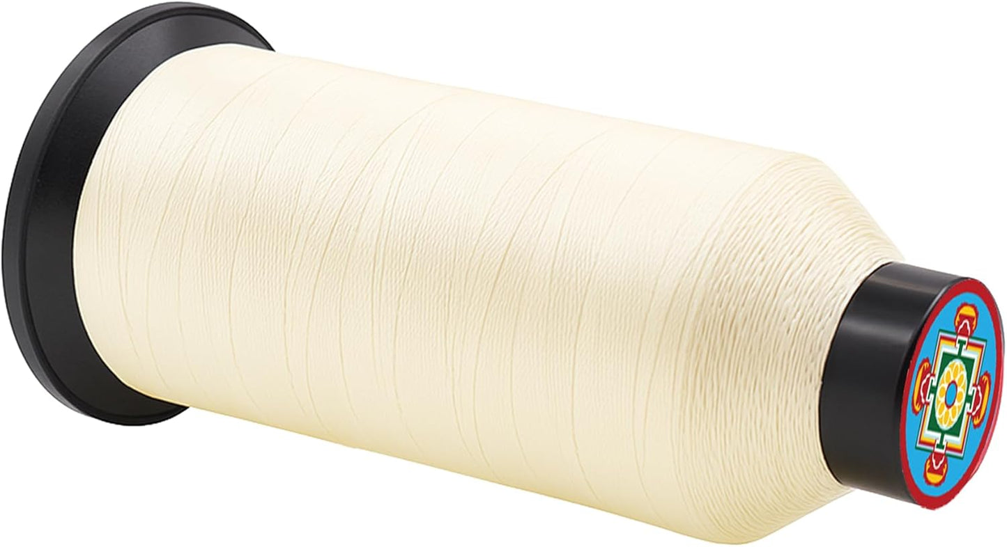 Mandala Crafts Size 46 210D T45 Bonded Nylon Thread Ivory Heavy Duty Sewing Threads - 2843 YDs Tex 45 Thread for Leather, Jeans, Weaving, Outdoor Marine Upholstery Threads