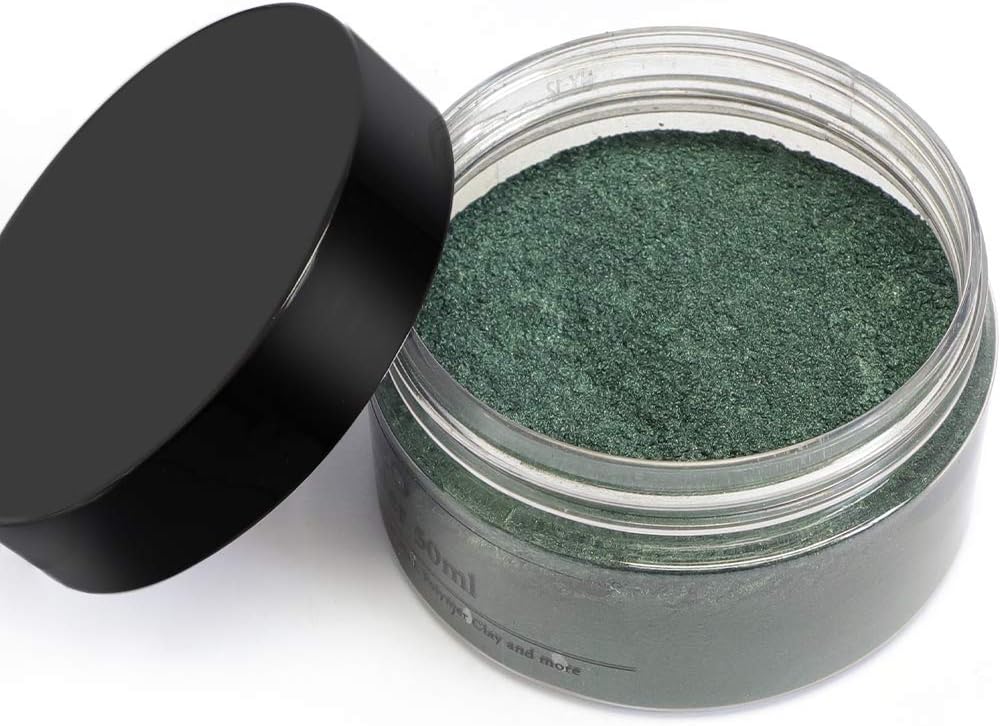 Green Mica Powder for Epoxy Resin 1.7 oz /50g Powdered Pigment for Soap Colorant Bath Bomb Dye, Cosmetic Grade for Lip Gloss, Acrylic Nails Polish, Craft Projects