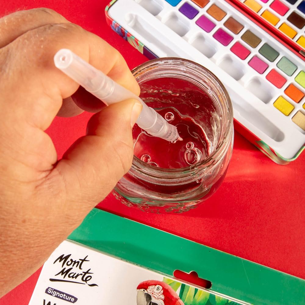 Mont Marte Watercolor Set Full Pan Signature 73pcs, Including 50 Bright and 22 Metallic Colors with Translucent Finish, Ideal for Artists, Hobbyists and Adults