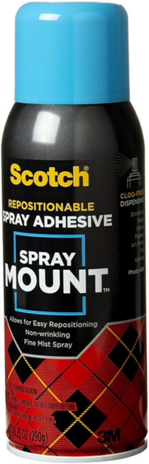 Scotch Spray Mount Repositionable Adhesive, 10.25 oz – Removable/Restickable Spray Glue for Layouts, Mock-Ups, Photos & Crafts (Acid-Free, Clear Drying)