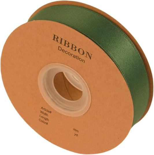 Double Side Satin Ribbon, Continuous 20 Yards,Use for Craft Bows Bouquet, Gift Wrapping, Wedding Decoration, Floral Arrangement (Dark Green, 1 inch)
