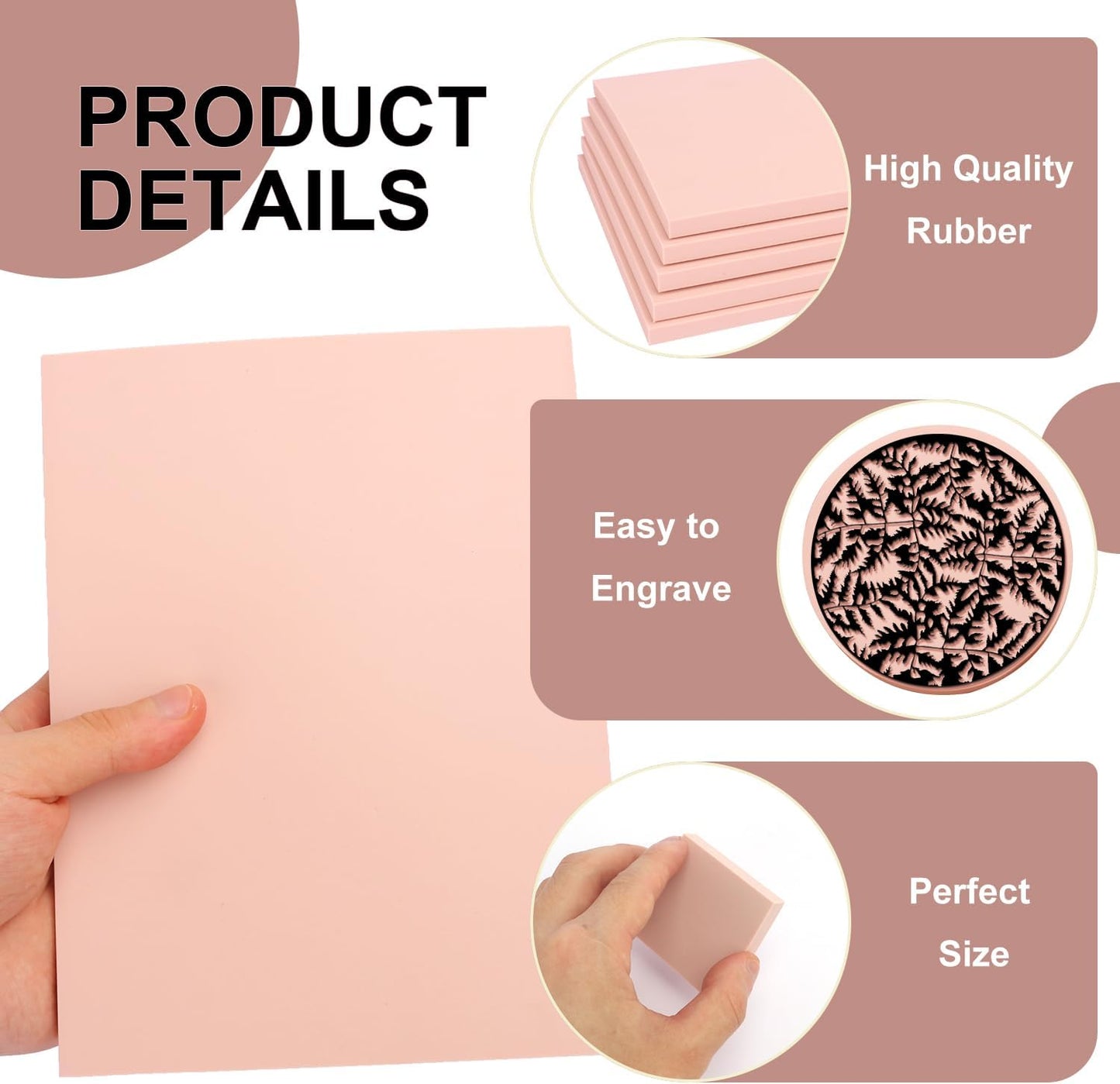 10 Pcs 8"x 6" Rubber Carving Blocks, Linoleum Blocks, Stamp Carving Blocks for Printmaking, Linocut Artists, Crafts and More,(Pink)