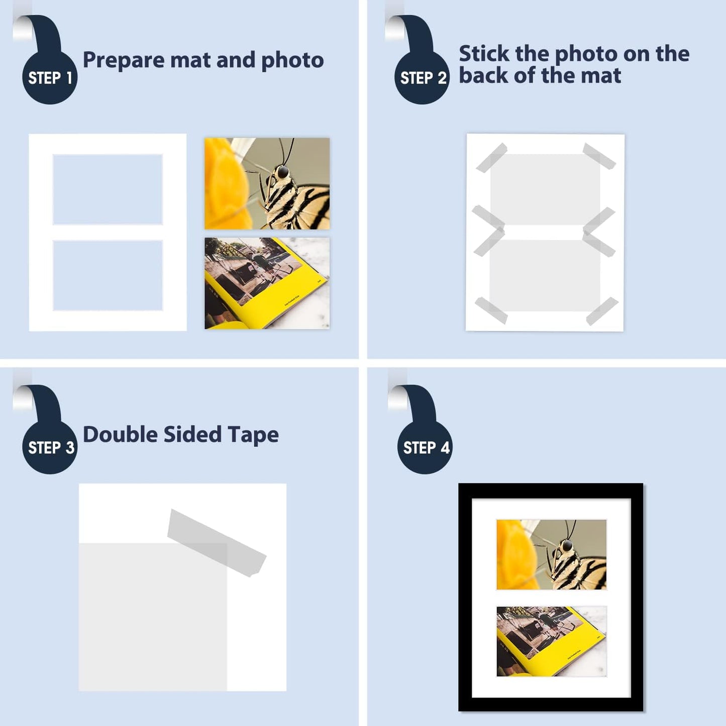 Mat Board Center, Pack of 10, Photo Picture Mats - Acid Free, 4-ply Thickness, White Core - for Pictures, Photos, Framing (8x10 for 2-4x6 White)