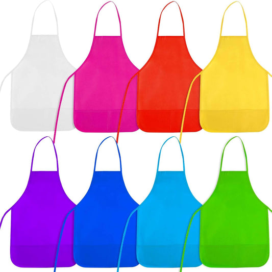 8 Pcs Kids Apron Painting Aprons for Kids Art Smocks Paint Apron Bulk for Painting Classroom Activity Kitchen Crafts Party Supplies