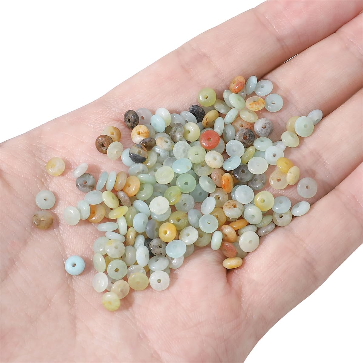 Natural Amazonite Disk Stone Beads 4x2mm 160pcs Rondelle Loose Semi Gemstone Beads for Jewelry Making Design