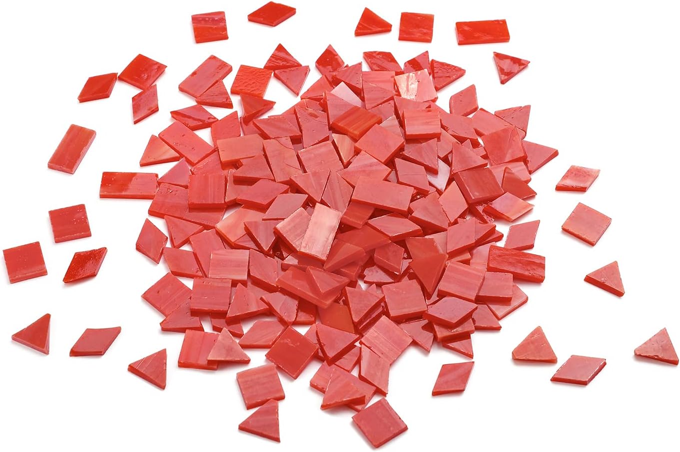 A Wide Range of Color selections Glass Mosaic Tiles Pieces for Art Crafts,4 Shapes Mixed Colorful Glass Tiles Tiffany Stained Glass Pieces Tile,200 Pieces, Orange-Red by Lanyani