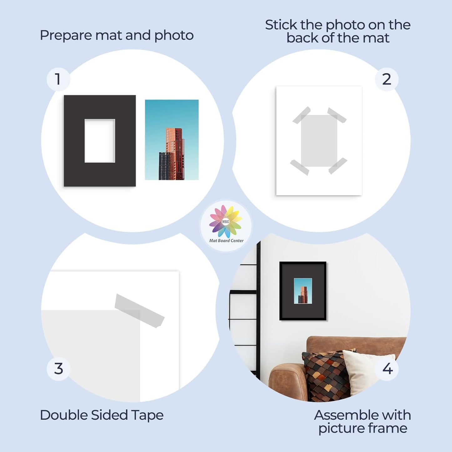 MBC MAT BOARD CENTER, 10 Pack 11x14 for 5x7 Black Picture Mats Frame Mattes, Bevel Cut, Acid Free, 4-ply Thickness