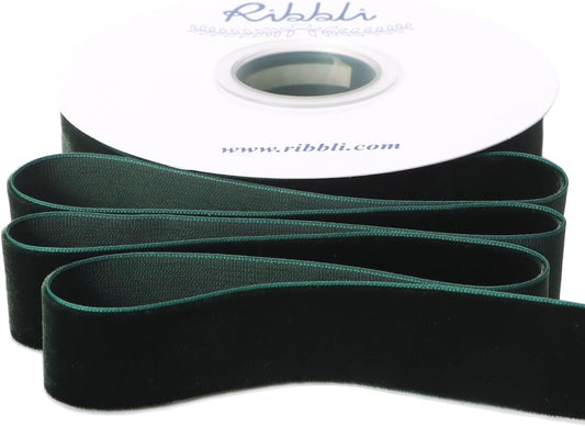 Ribbli Dark Green Velvet Ribbon 1 Inches Continuous10 Yard Spool Red Christmas Ribbon for Gift Wrapping Crafts Home Decor