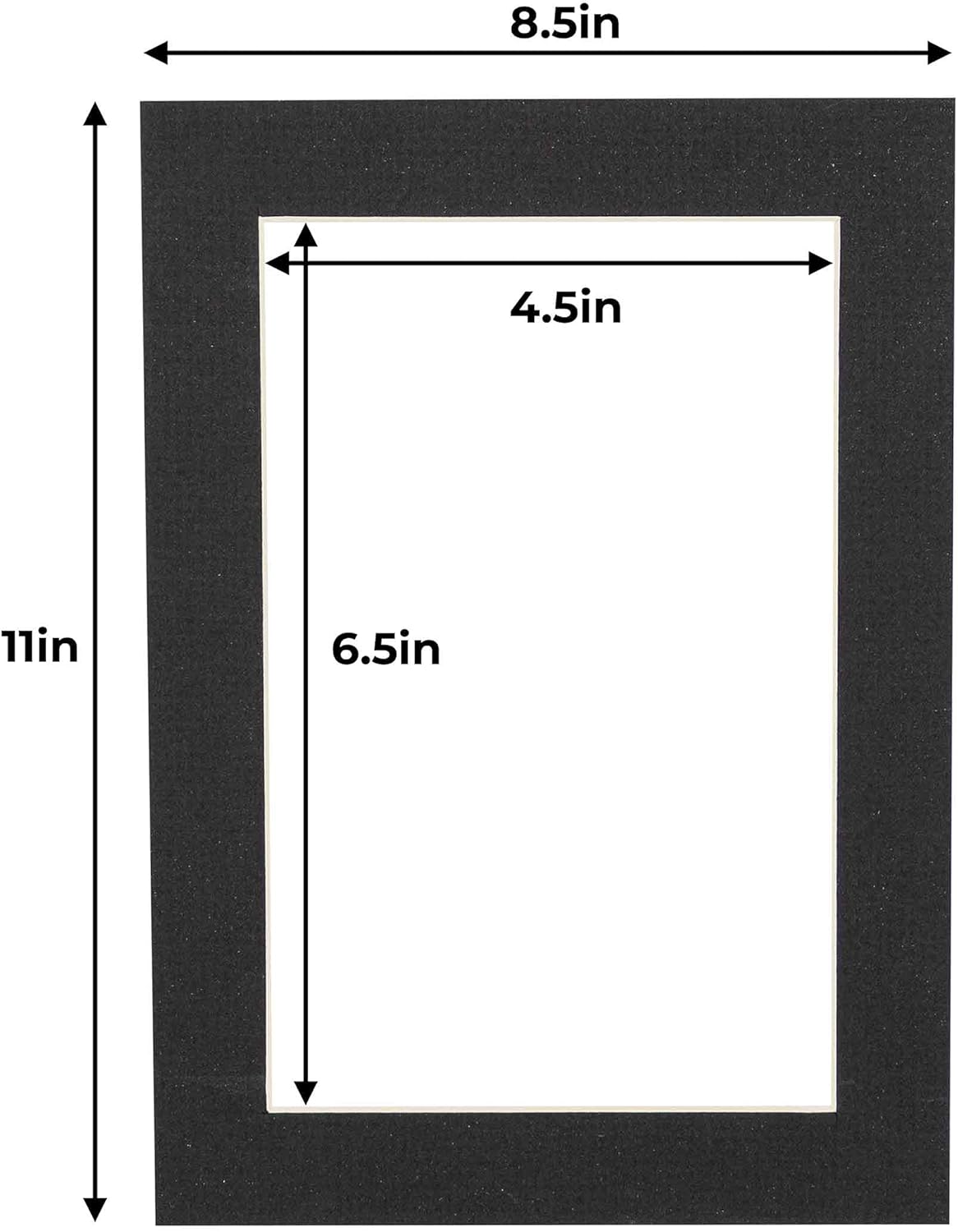 5x7 Mat for 8.5x11 Frame - Precut Mat Board Acid-Free Show Kit with Backing Board, and Clear Bags Textured Black 5x7 Photo Matte Made to Fit a 8.5x11 Picture Frame Matboard for Framing, Pack of 1 Mat