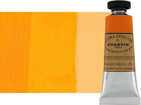 Charvin Extra Fine Oil Paint, French Yellow Orange 20 ml - Triple-Milled, Rich Texture, Poppy Oil-Based, Light-Fast, Handmade, Archival Quality