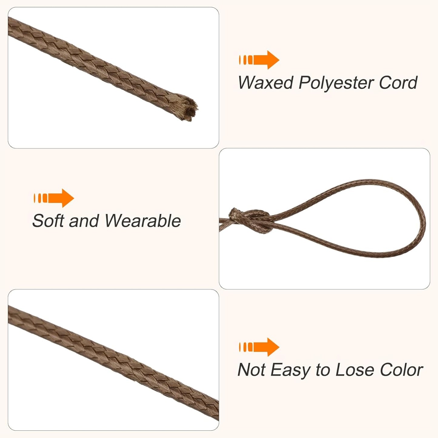 MECCANIXITY Waxed Cord 0.8mm Waxed Polyester Cord 175 Yard Wax String for Bracelet Making,Necklaces, Beading,Jewelry Making and DIY Crafts(Dark Brown)