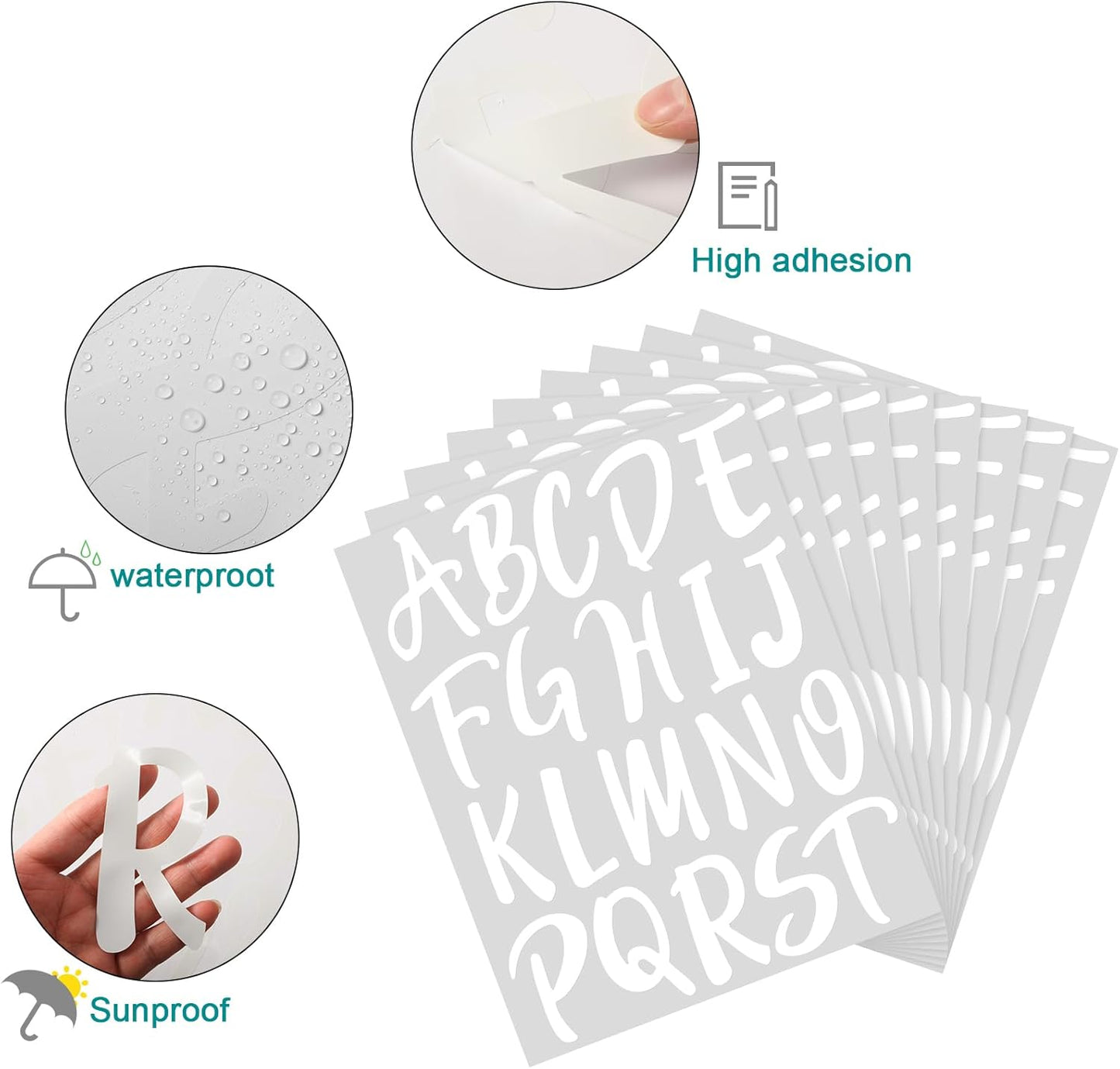 Outus 576 Pieces 8 Sheets Letters Stickers Self Adhesive Vinyl Letter Alphabet Number Stickers Mailbox Numbers Sticker, Decals for Classroom Decor, Sign, Door(White,4 Inch)