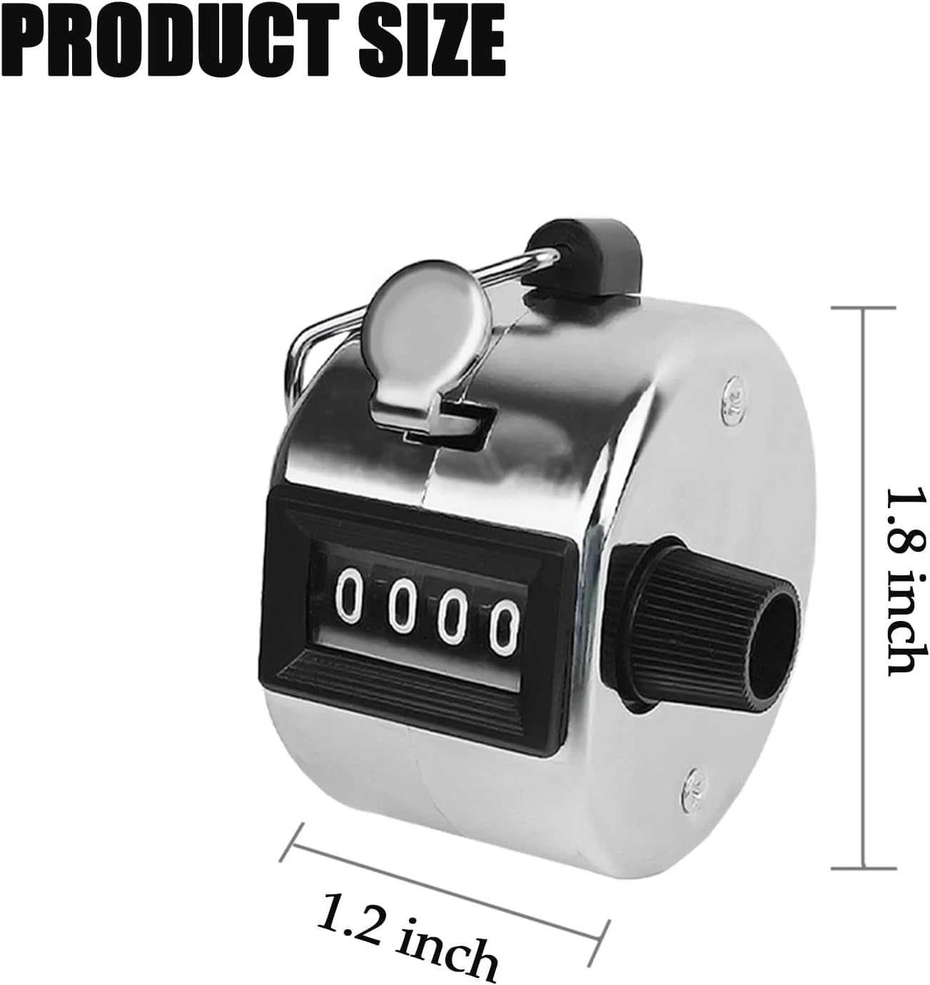 GDMINLO Metal Hand Tally Clicker Counter, 4-Digit Number Count Clicker with Metal Case Mechanical Counter for Coaching, Knitting, Lap, Fishing, Golf and Row with 2-Nylon Lanyard,Silver