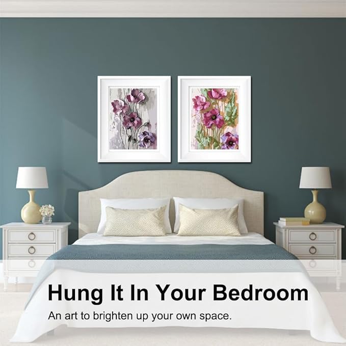 BAISITE Paint by Numbers Kit for Adults Beginners,8" Wx12 L 2 Pack Canvas for Painting Kits for Adults in Colorful Box 6566-ALREADY Framed