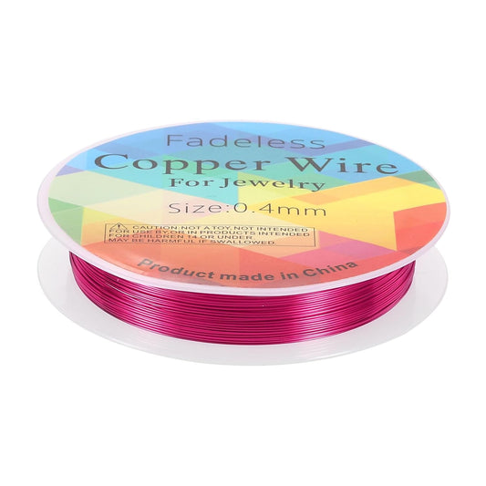 HARFINGTON 30ft Jewelry Wire, 26 Gauge (0.4mm) Brass Craft Soft Metal Tarnish Resistant Copper Beading Wire for Jewelry Making Supplies Crafting, Rose Red