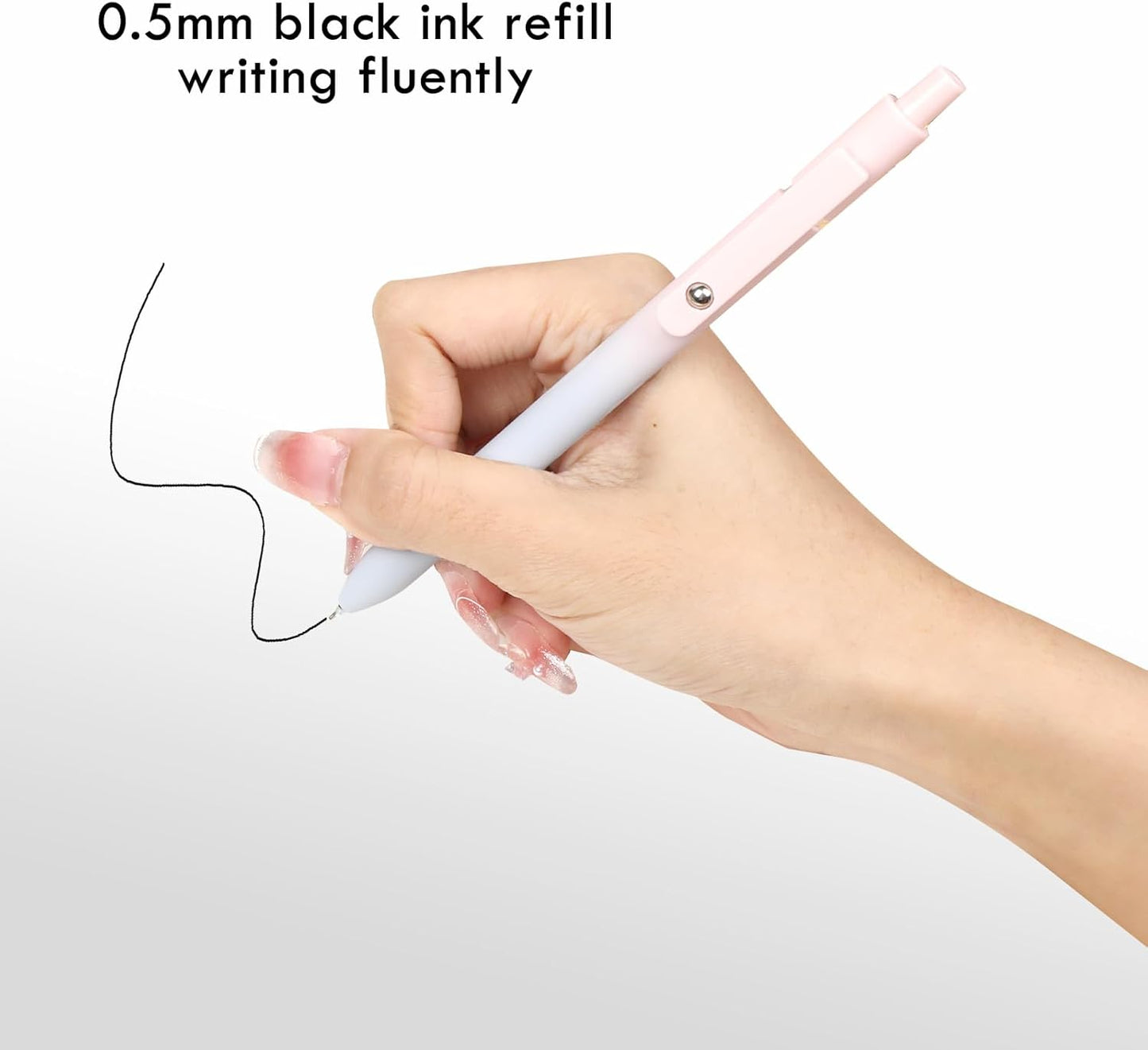 Ddaowanx Gel Pens, 10 Pcs 0.7mm Quick Dry Black Ink Pens Fine Point Smooth Writing Pens, Cute Office School Supplies Gifts for Women (10 Pcs Gradient-Black Ink)