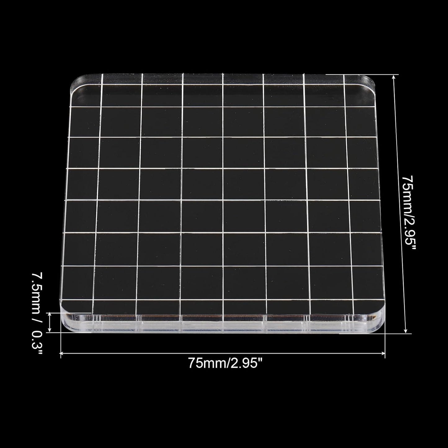 PATIKIL 3" x 3" Acrylic Stamp Block, Clear Stamping Block with Grid Lines Decorative Mounting Blocks Square for Scrapbooking DIY Crafts Card Making