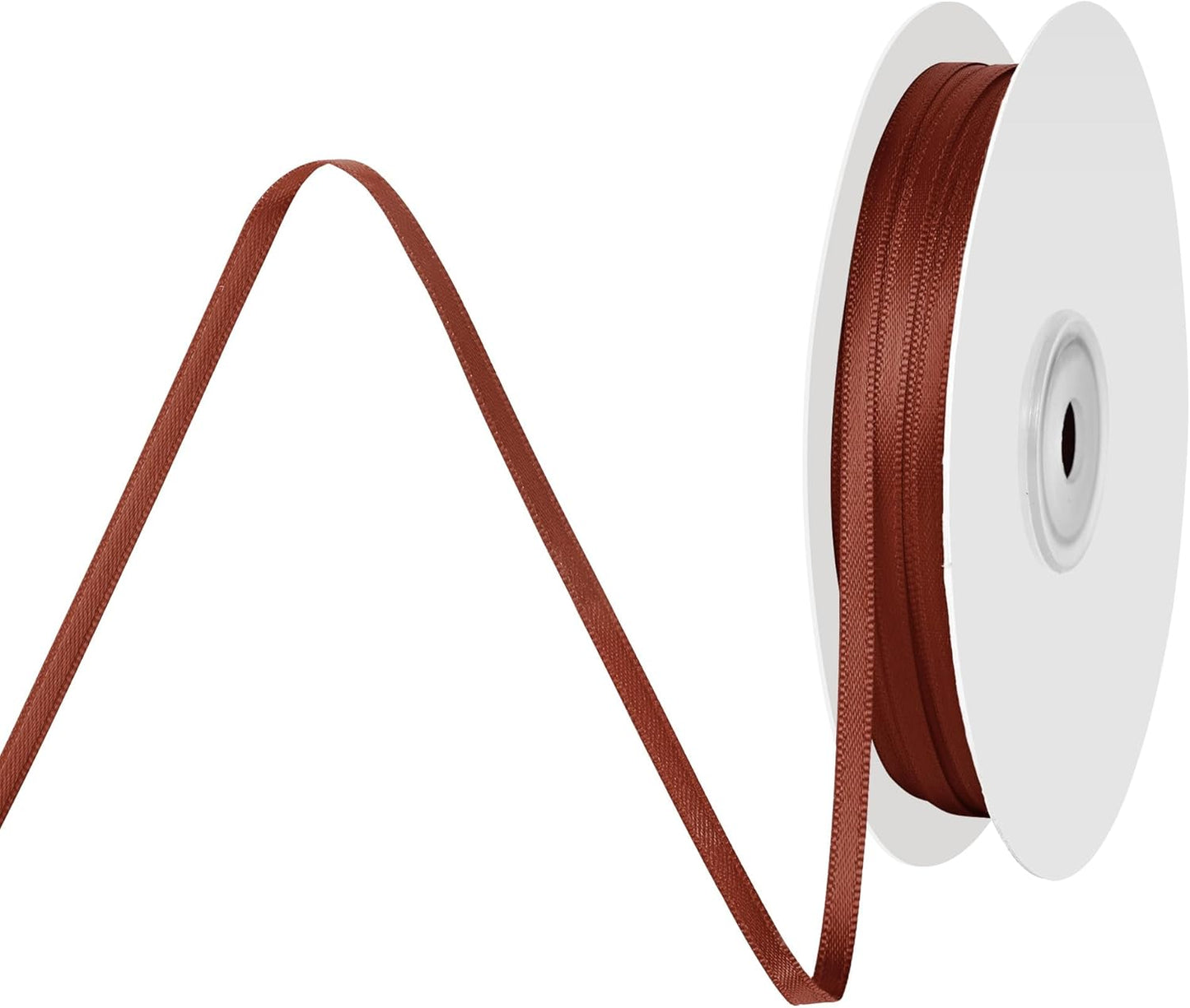 1/8 Inch X 100 Yards Rust Satin Thin Ribbon Solid Color Double Faced Ribbons Perfect for Crafts Wedding Decor Bow Making Arts Sewing and More