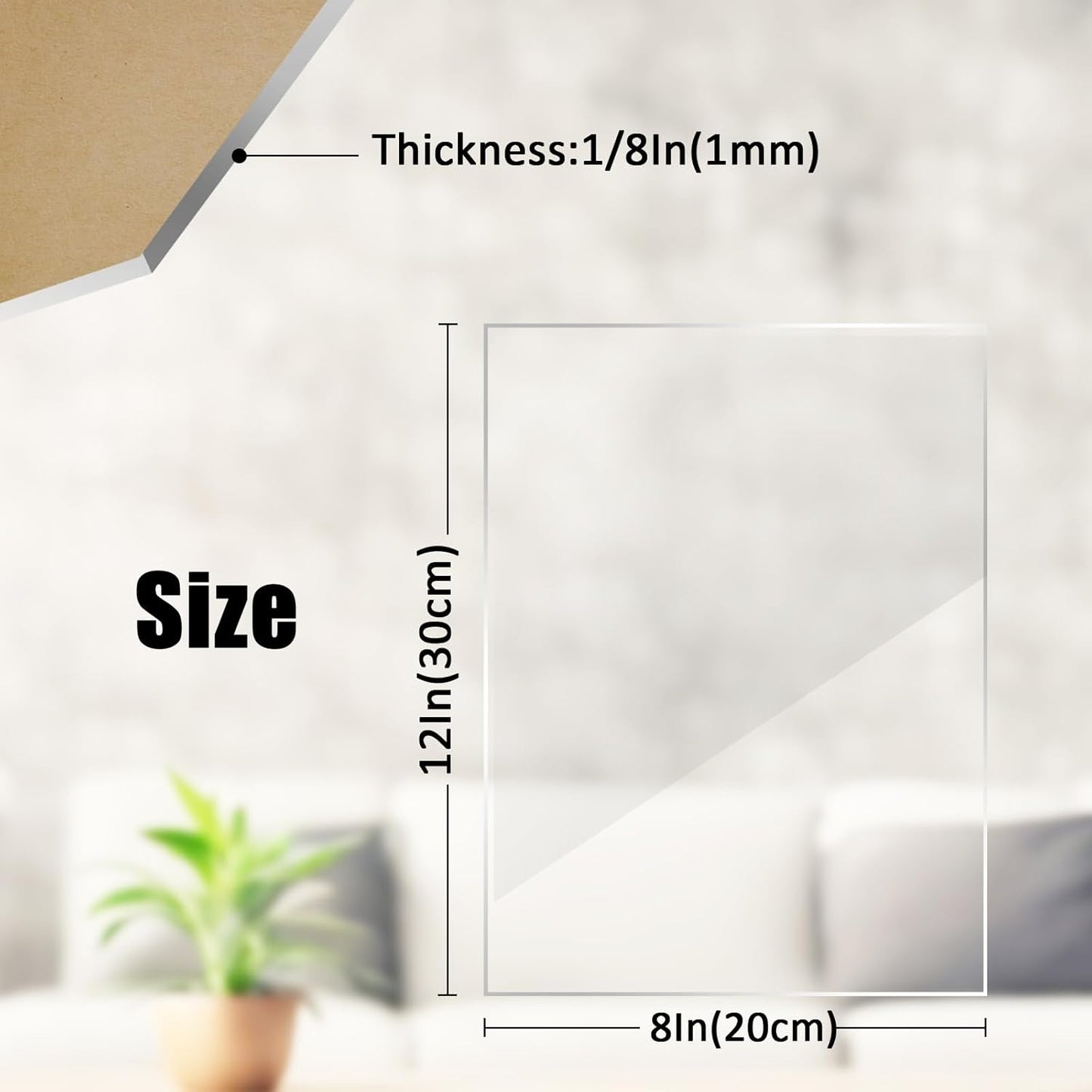 2 Pack Clear Acrylic Sheets for Laser Cutting 1/8inch Thick 8×12in Plexiglass Sheets for Craft Easy-Process Transparent Plastic Blanks Sheets with Protective Paper for Picture Frames