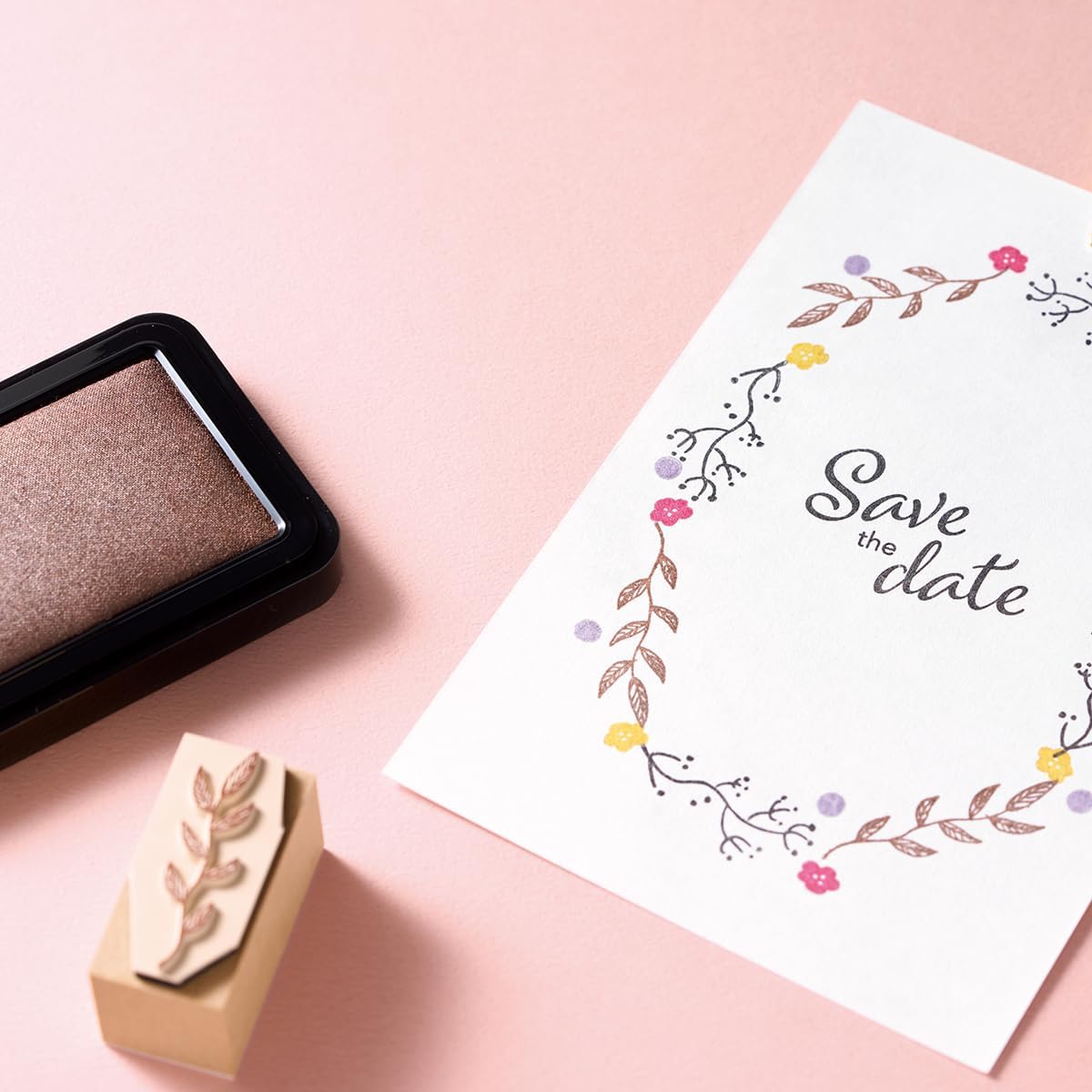 IROMOYO KOSAI Stamp PAD, Traditional, Shimmering Japanese Ink Colour, Oil-Based Ink pad - Light Pink