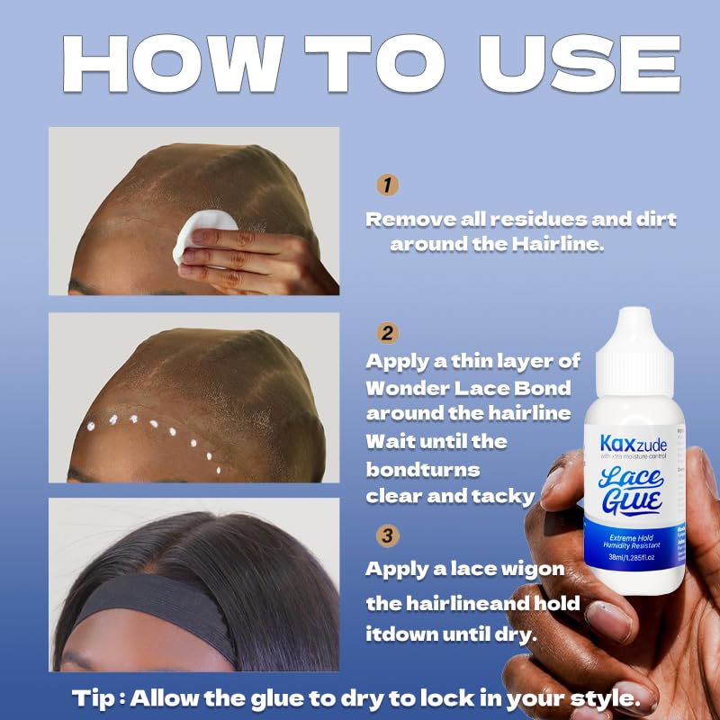 Extremely Strong Adhesive lace False Hair Gel - Waterproof and Sweat-Proof, Invisible Safety Adhesive, Thin Layer Brings Seamless Comfort, Suitable for Long-Term Wearing, 1.3 Ounce