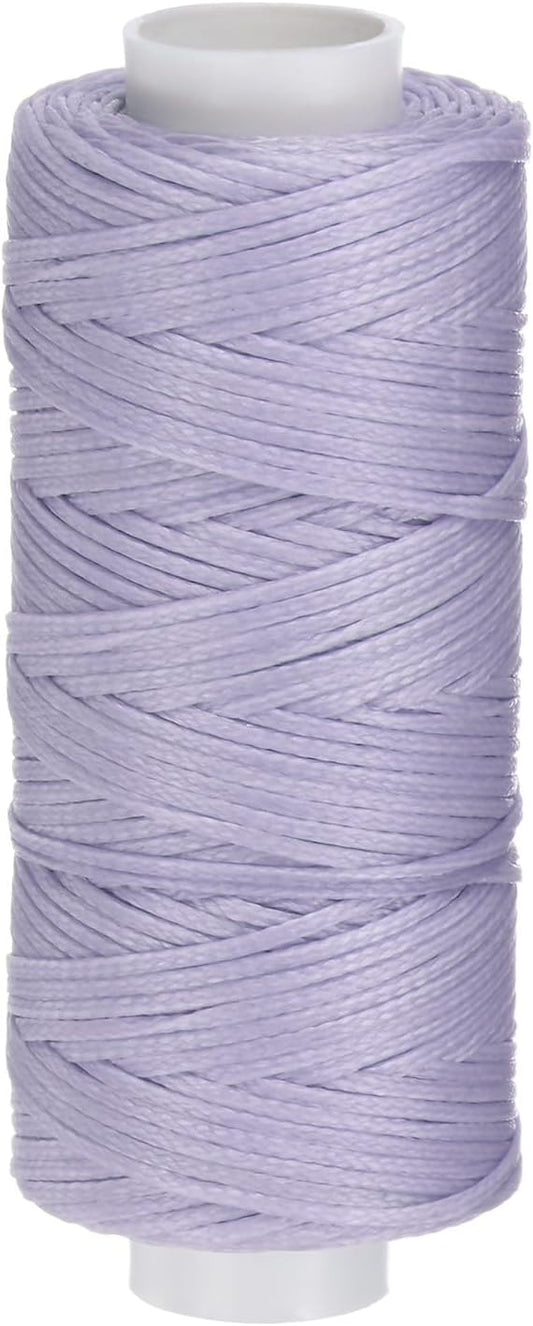 uxcell Leather Sewing Waxed Thread, 55 Yards / 50m 0.8mm 150D Flat Polyester All-Purpose Threads for Leather Crafts, Bookbinding, Lilac