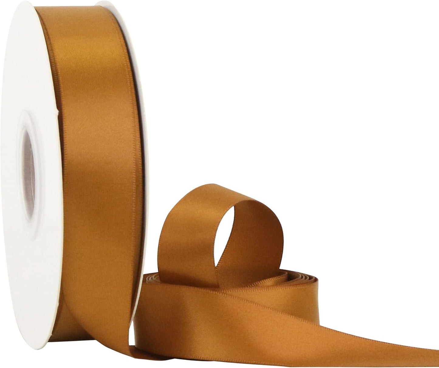 HUIHUANG Satin Ribbon 1 inch Wide Copper Ribbon 50 Yards Double Face Satin Ribbons for Crafts Gift Wrapping Bows Floral Bouquet Cake Box Christmas Decor Wedding Invitation Card Party Favor