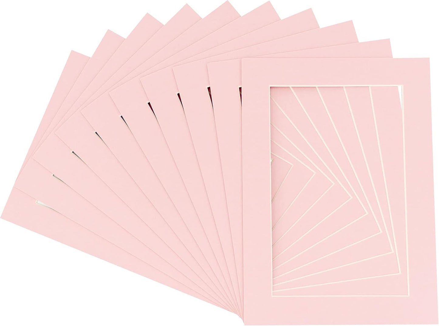 Pack of 25 Acid Free 11x14 Mats Bevel Cut for 8.5x11 Photos - Pink Precut Matboards With Backing Boards and Clear Photo Mat Bags For Pictures, Photos, Framing - 4-ply Thickness