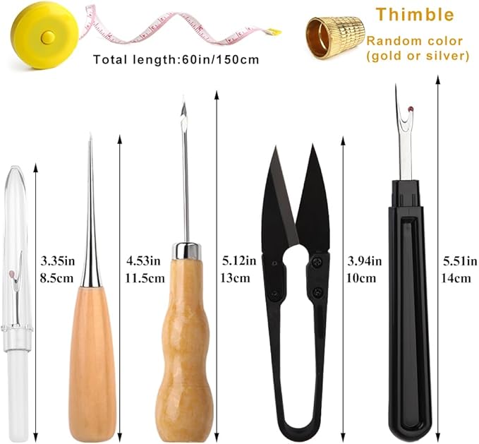 BAGERLA Upholstery Repair Sewing Kit Heavy Duty Sewing Kit with Awl Tools, Seam Ripper, Hand Stitching Needles, Upholstery Thread, Leather Craft Tool for Shoes Sofa Tent Carpet Craft DIY