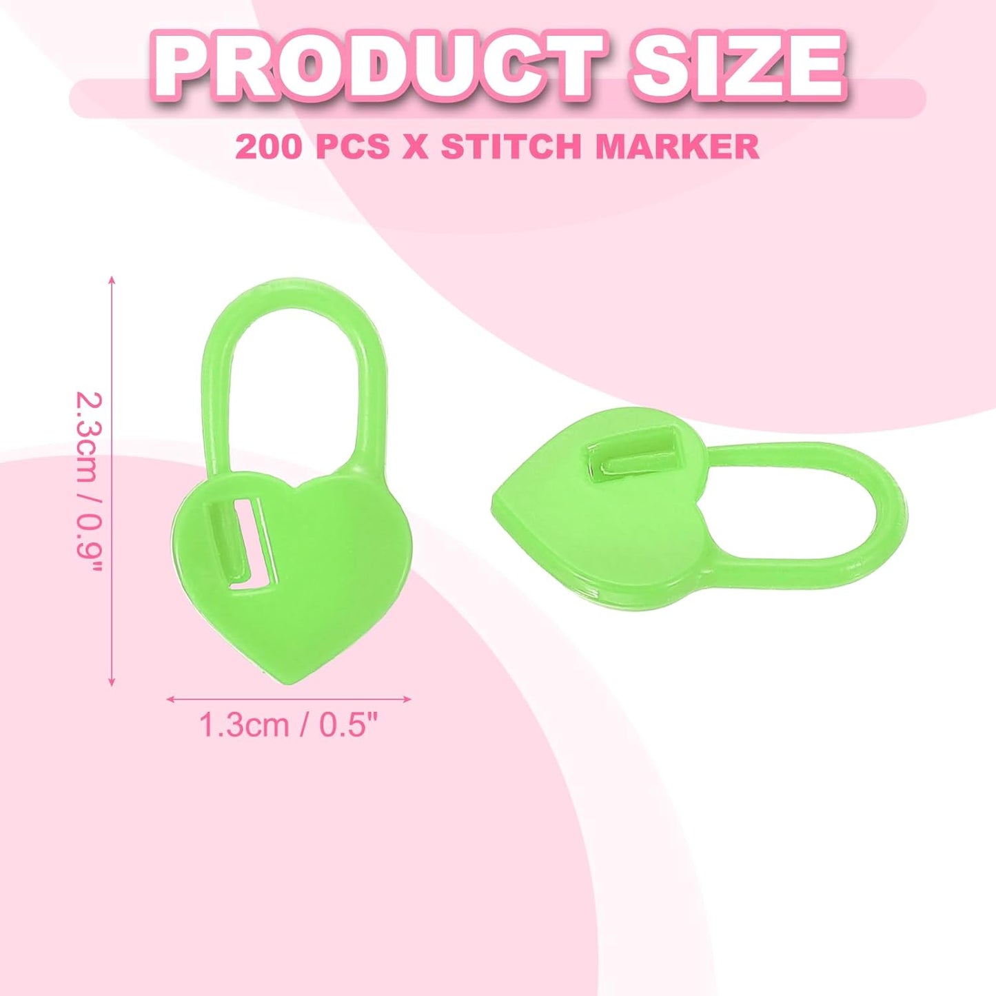 uxcell 200pcs Stitch Markers for Crocheting, Heart Shaped Crochet Marker Needle Clip Counter for Knitting Clothing Tag DIY Craft,Green