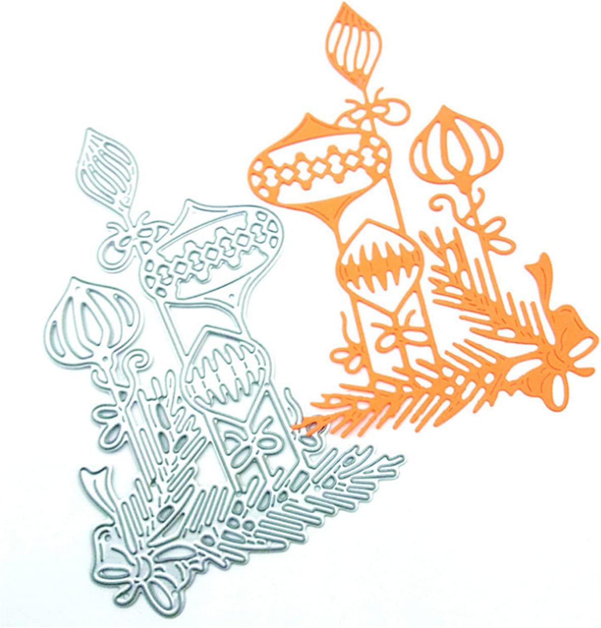 Metal Cutting Dies DIY Merry Christams Embossing Stencil Template Scrapbooking Card Making Mold Photo Album Arts Crafts Tools (Christmas ornament-12.7x8cm)