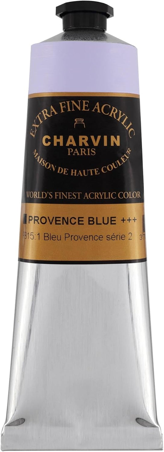 Charvin Extra Fine Professional Acrylic Paint - Provence Blue, 150ml Tube, Triple-Milled, Lightfast Pigments, Open Stock Artist Acrylic Paints in Nature-Inspired Hues