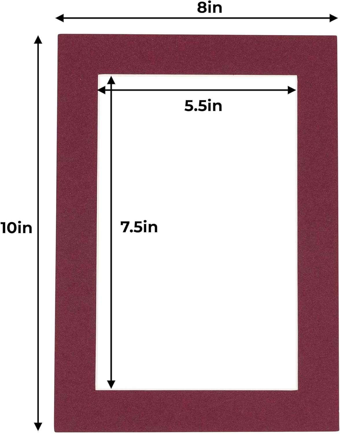 Poster Palooza 8x10 Mat for 6x8 Photo - Precut Maroon Picture Matboard for Frames Measuring 8 x 10 Inches - Bevel Cut Matte to Display Art Measuring 6 x 8 Inches - Acid Free ONE MAT