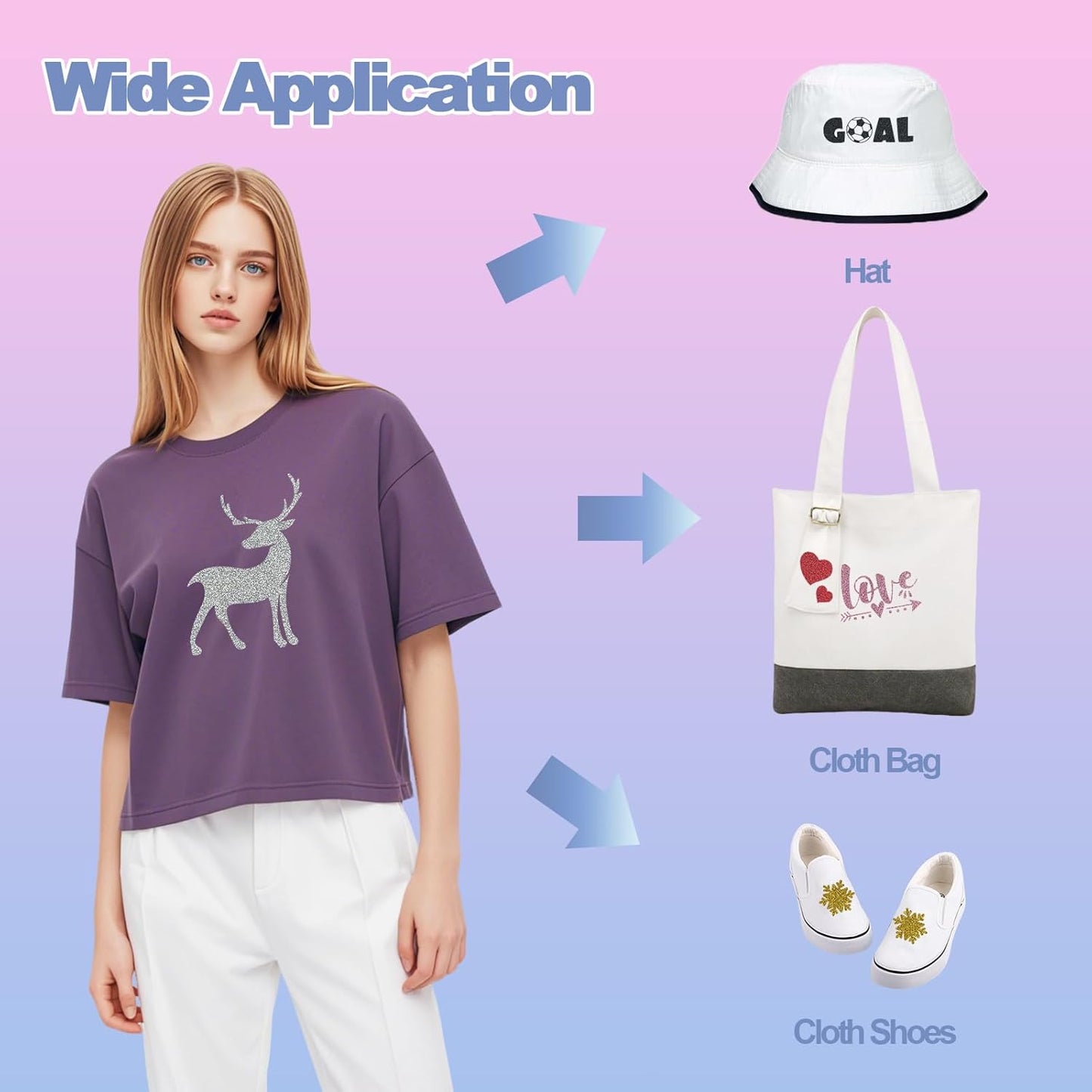 Glitter HTV Heat Transfer Vinyl Rolls- 12" x 10ft. Glitter Iron on Vinyl for DIY T-Shirts, Glitter for All Cutters, Heat Transfer Vinyl (Purple)