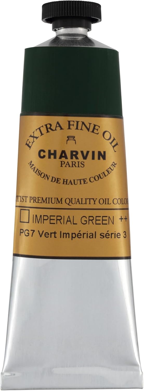 Charvin Extra Fine Oil Paint, Imperial Green 60 mL - Triple-Milled, Rich Texture, Poppy Oil-Based, Light-Fast, Handmade, Archival Quality