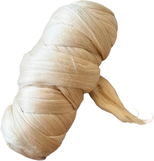Colored Natural Wool roving, 1 lb. Best Wool for Needle Felting, Wet Felting, handcrafts and Spinning. (Cream Beige, 1 lb)