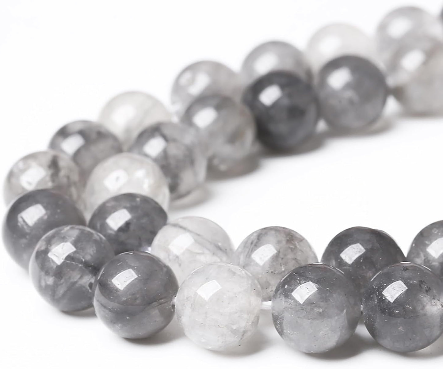 90pcs 4mm Natural Grey Cloud Crystal Stone Beads for Jewelry Making Energy Healing Power Stone Beads DIY Bracelet Necklace Accessories 15"(4mm, Grey Cloud Crystal)