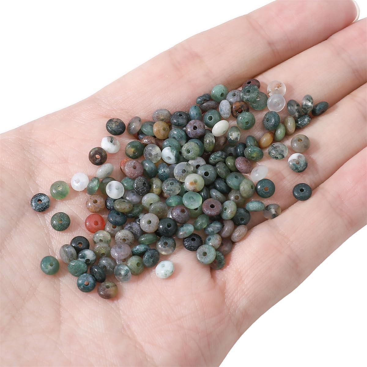 Natural Indian Agate Disk Stone Beads 4x2mm 160pcs Rondelle Loose Semi Gemstone Beads for Jewelry Making Design