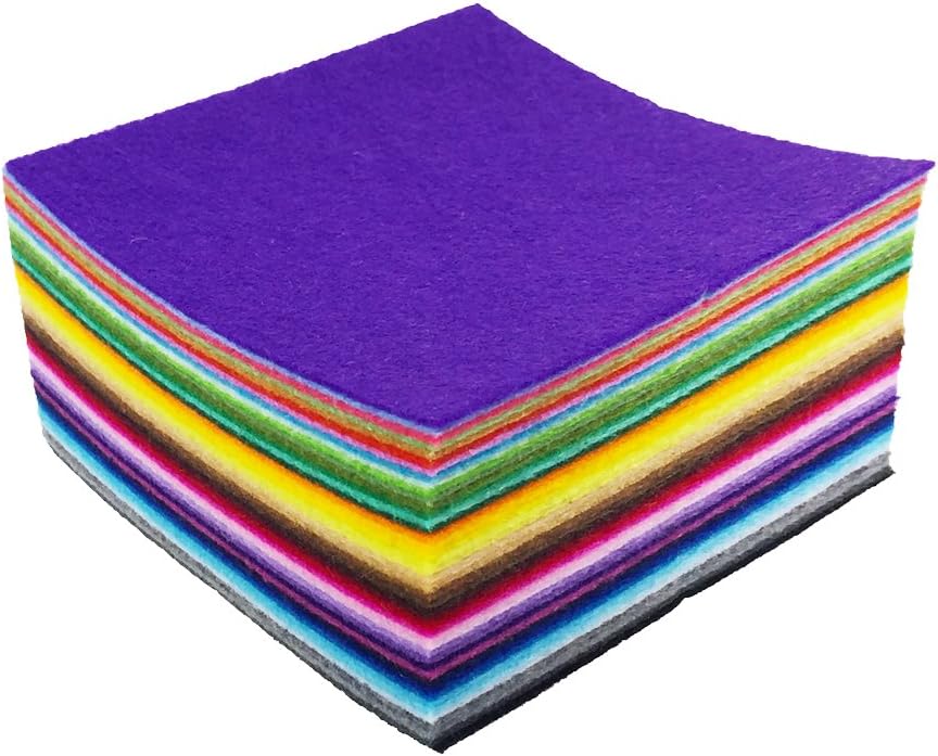 flic-flac 44PCS 6 x 6 inches (15 x 15cm) Assorted Color Felt Fabric Sheets Patchwork Sewing DIY Craft 1mm Thick … (15cm * 15cm, 44pcs)