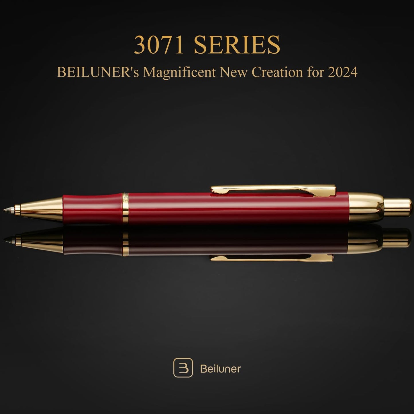 BEILUNER Luxury Gel Pen with 24K Gold Electroplating Finish, Red Piano Lacquer, Luxury Grade Craftsmanship, Best Gel Pen Gift Set for Men and Women