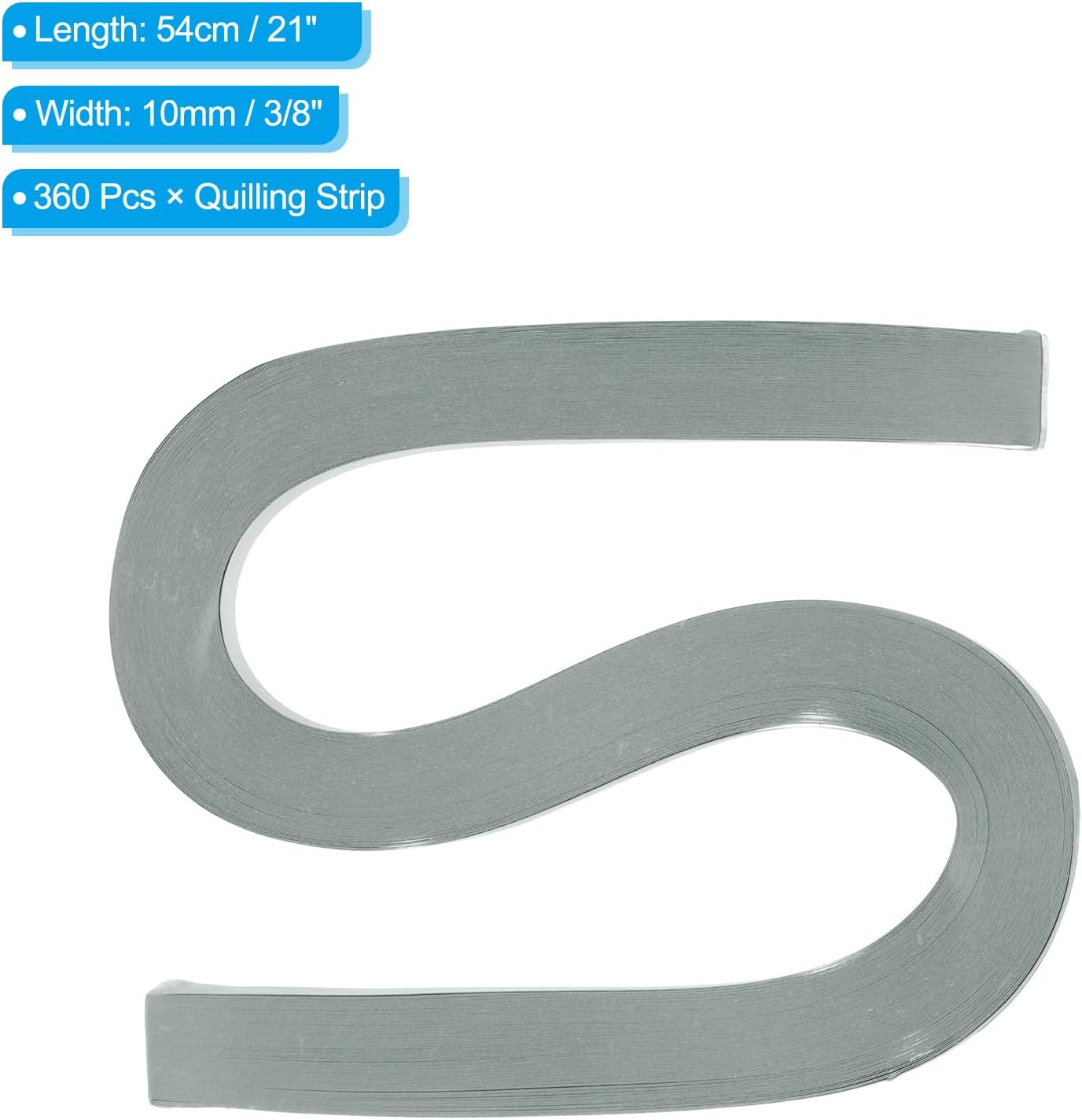 PATIKIL 360pcs Quilling Paper Strips Paper Flowers Quilling Kits 3/8"(10mm) Origami Paper for Adults Beginner Art Craft, 21"(54cm) Gray